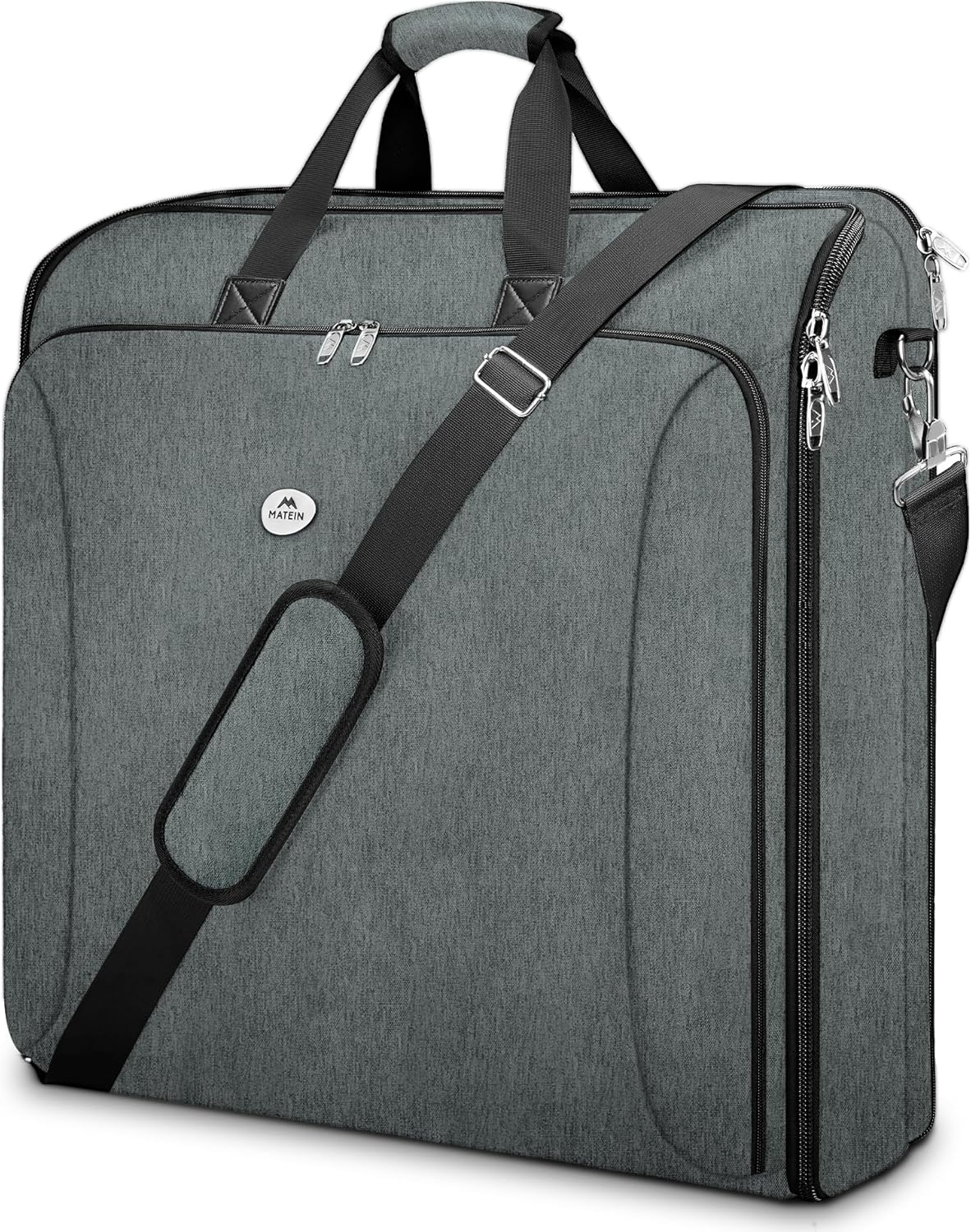 Garment Bags for Travel, Large Double Layer Suit Bag Up to 6 Suits | Foldable Carry On Garment Luggage, Convertible Business Suitcase, For Hanging Clothes, For Men Women, Shoulder Strap, Black
