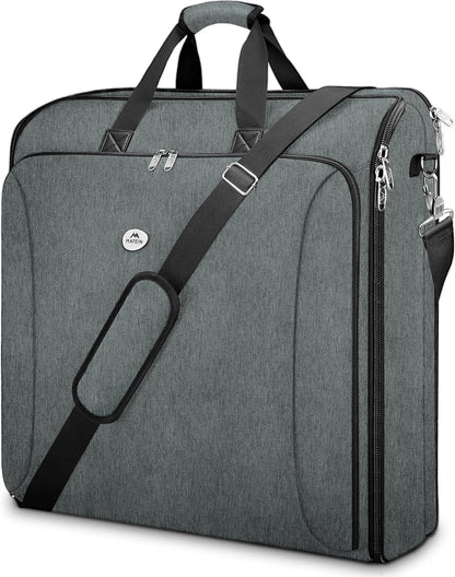 Garment Bags for Travel, Large Double Layer Suit Bag Up to 6 Suits | Foldable Carry On Garment Luggage, Convertible Business Suitcase, For Hanging Clothes, For Men Women, Shoulder Strap, Black