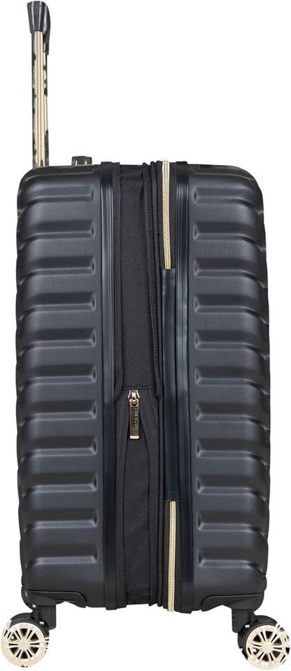 REACTION Madison Square Lightweight Hardside Chevron Expandable Spinner Luggage, Black, 2-Piece (20" Carry On + Tote)