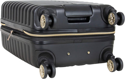 REACTION Madison Square Lightweight Hardside Chevron Expandable Spinner Luggage, Black, 2-Piece (20" Carry On + Tote)