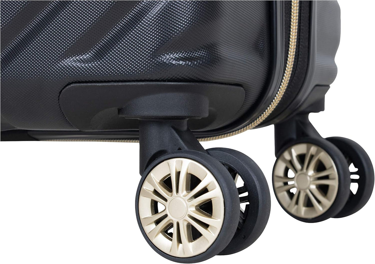 REACTION Madison Square Lightweight Hardside Chevron Expandable Spinner Luggage, Black, 2-Piece (20" Carry On + Tote)