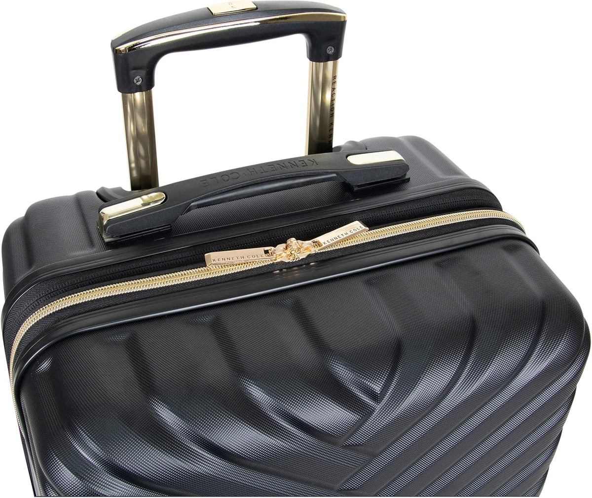 REACTION Madison Square Lightweight Hardside Chevron Expandable Spinner Luggage, Black, 2-Piece (20" Carry On + Tote)