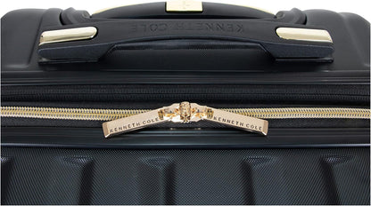 REACTION Madison Square Lightweight Hardside Chevron Expandable Spinner Luggage, Black, 2-Piece (20" Carry On + Tote)