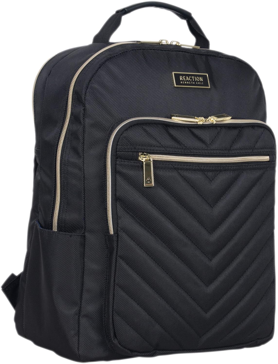 REACTION Madison Square Lightweight Hardside Chevron Expandable Spinner Luggage, Black, 2-Piece (20" Carry On + Tote)