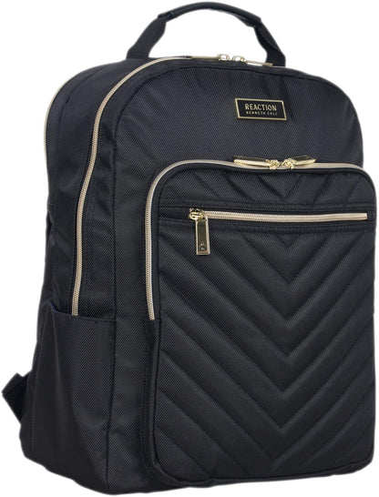 REACTION Madison Square Lightweight Hardside Chevron Expandable Spinner Luggage, Black, 2-Piece (20" Carry On + Tote)