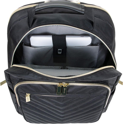 REACTION Madison Square Lightweight Hardside Chevron Expandable Spinner Luggage, Black, 2-Piece (20" Carry On + Tote)