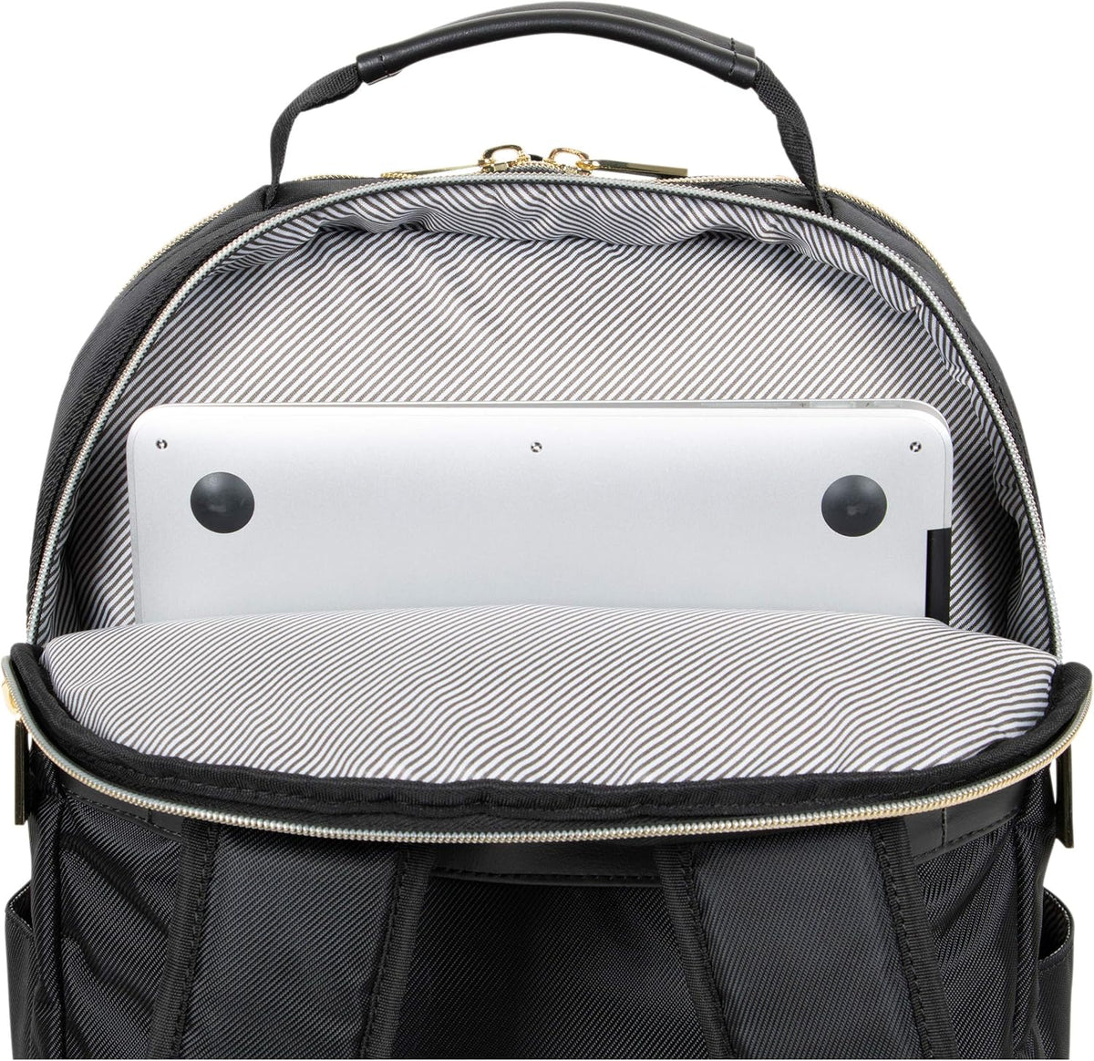 REACTION Madison Square Lightweight Hardside Chevron Expandable Spinner Luggage, Black, 2-Piece (20" Carry On + Tote)