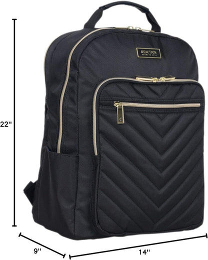 REACTION Madison Square Lightweight Hardside Chevron Expandable Spinner Luggage, Black, 2-Piece (20" Carry On + Tote)