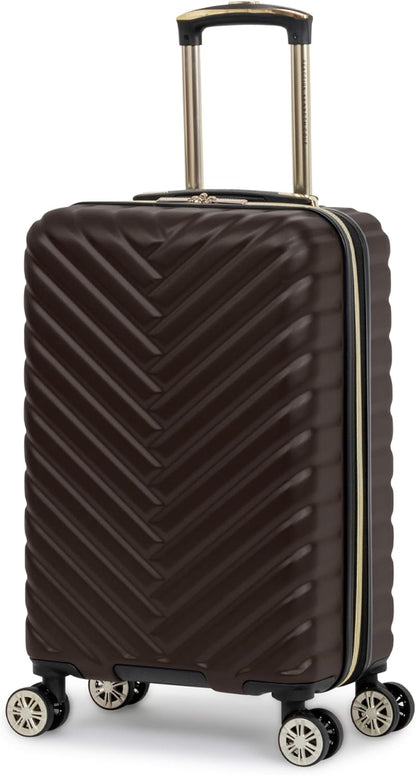 REACTION Madison Square Lightweight Hardside Chevron Expandable Spinner Luggage, Black, 2-Piece (20" Carry On + Tote)