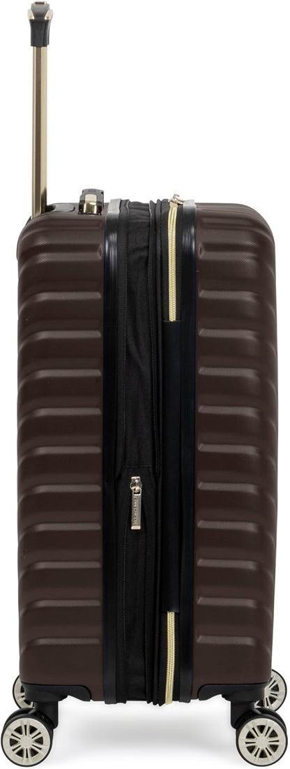 REACTION Madison Square Lightweight Hardside Chevron Expandable Spinner Luggage, Black, 2-Piece (20" Carry On + Tote)