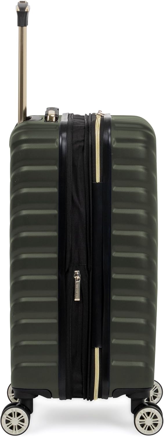 REACTION Madison Square Lightweight Hardside Chevron Expandable Spinner Luggage, Black, 2-Piece (20" Carry On + Tote)