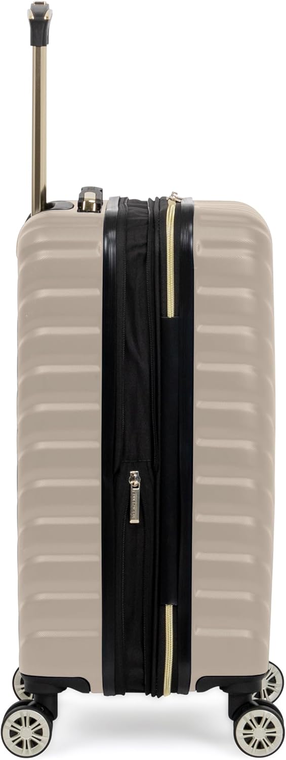 REACTION Madison Square Lightweight Hardside Chevron Expandable Spinner Luggage, Black, 2-Piece (20" Carry On + Tote)