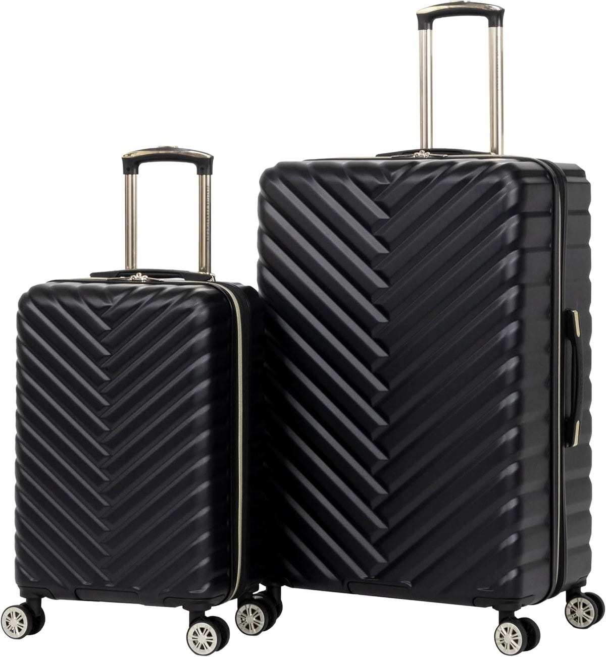REACTION Madison Square Lightweight Hardside Chevron Expandable Spinner Luggage, Black, 2-Piece (20" Carry On + Tote)