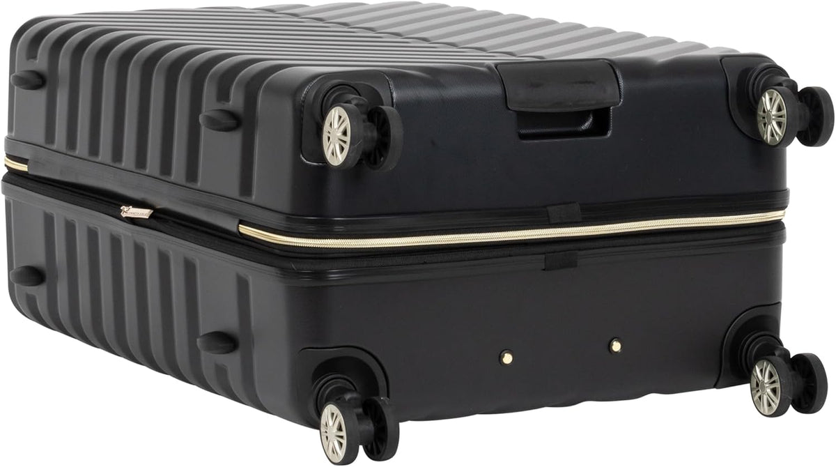 REACTION Madison Square Lightweight Hardside Chevron Expandable Spinner Luggage, Black, 2-Piece (20" Carry On + Tote)