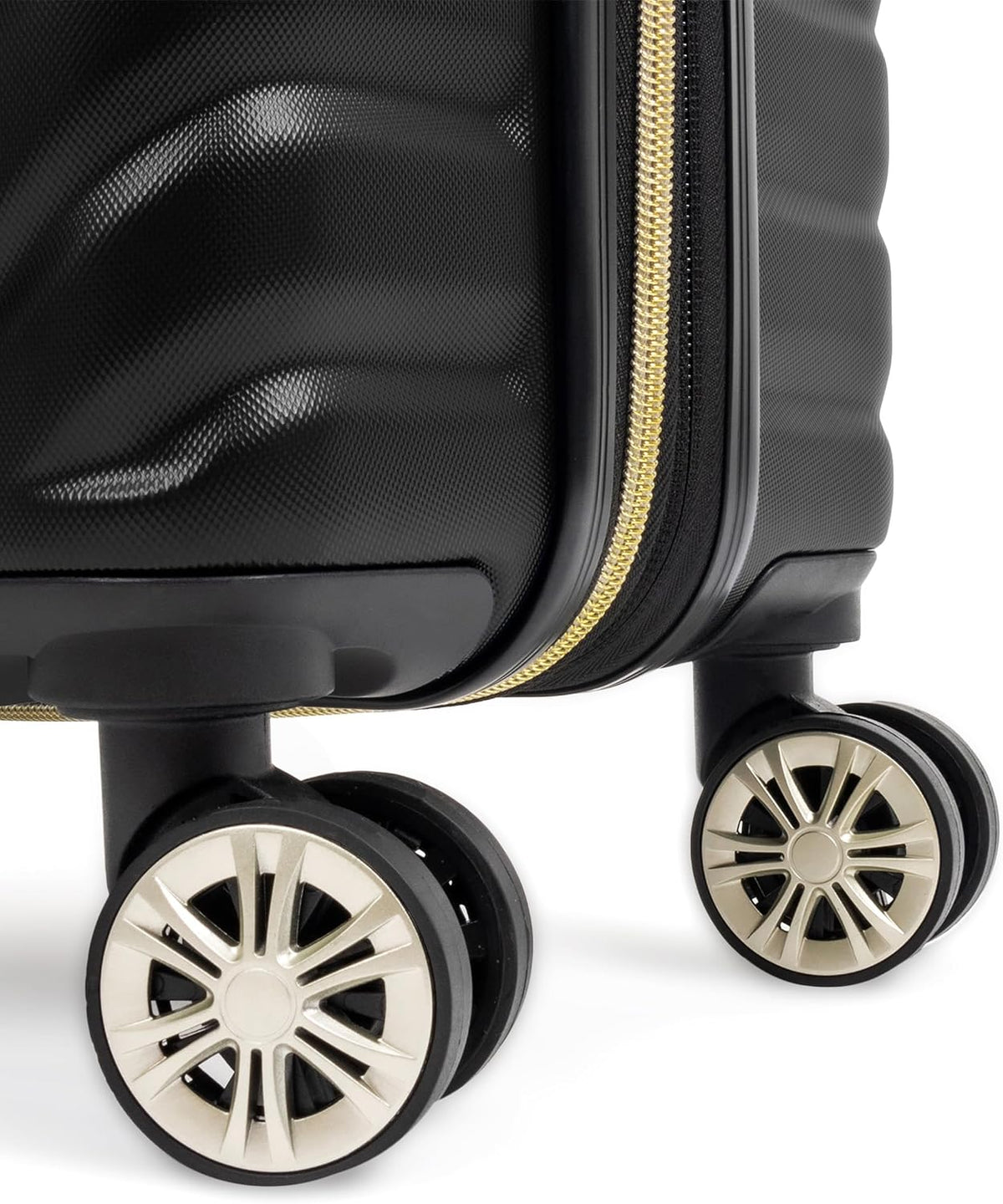 REACTION Madison Square Lightweight Hardside Chevron Expandable Spinner Luggage, Black, 2-Piece (20" Carry On + Tote)