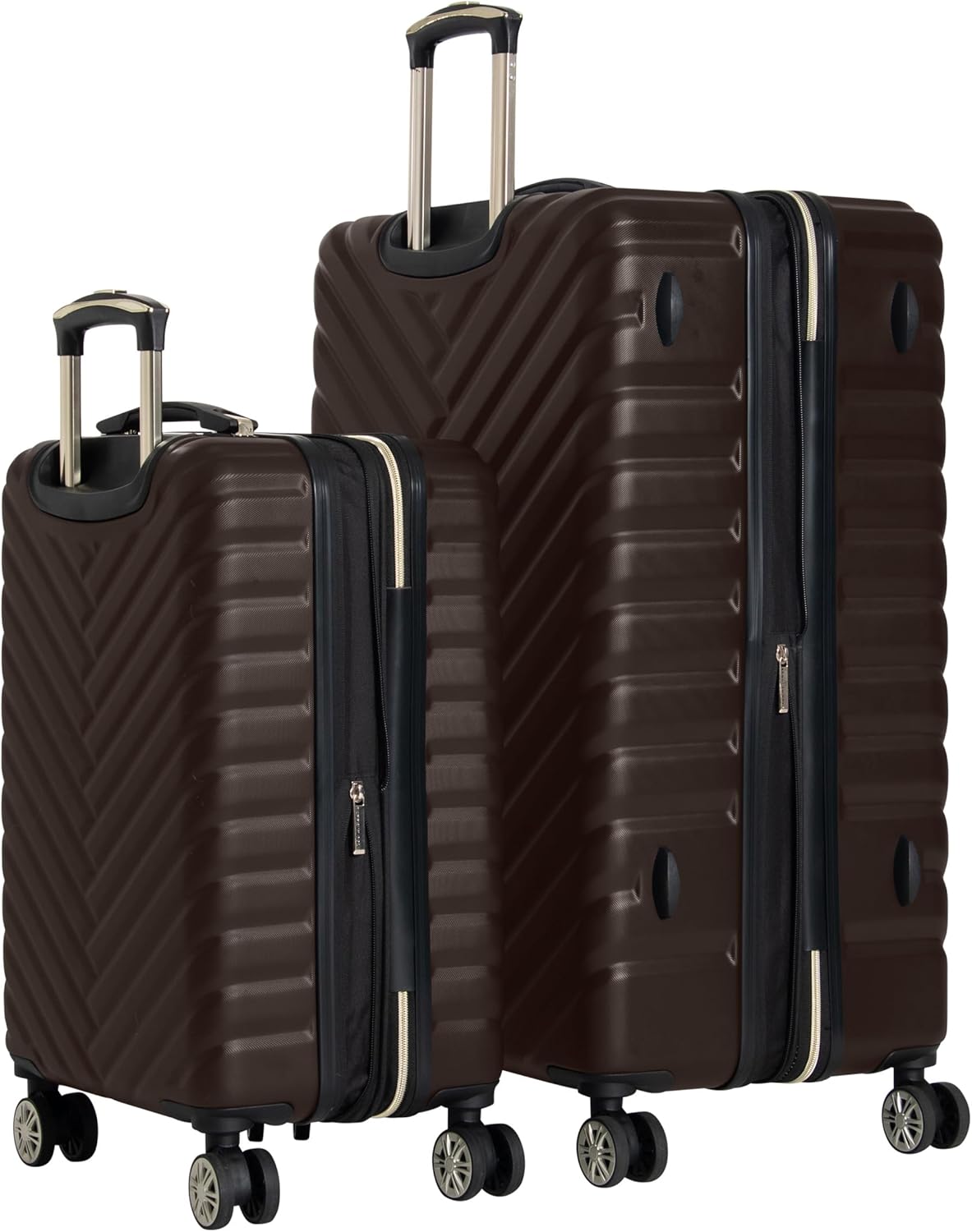REACTION Madison Square Lightweight Hardside Chevron Expandable Spinner Luggage, Black, 2-Piece (20" Carry On + Tote)