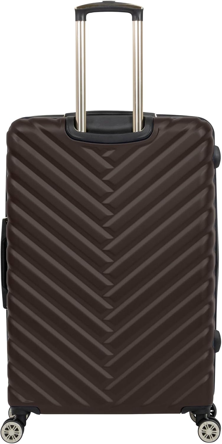 REACTION Madison Square Lightweight Hardside Chevron Expandable Spinner Luggage, Black, 2-Piece (20" Carry On + Tote)