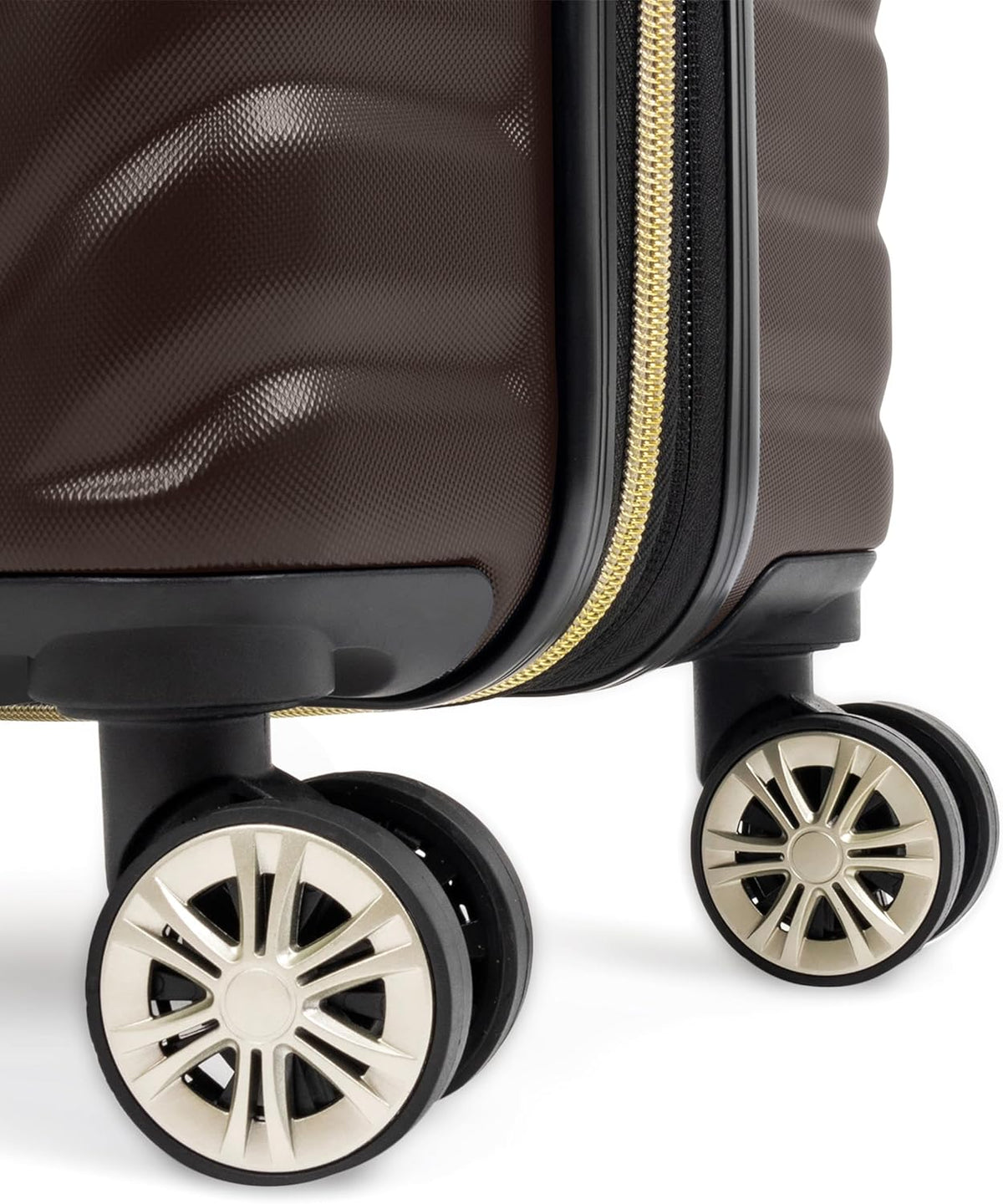 REACTION Madison Square Lightweight Hardside Chevron Expandable Spinner Luggage, Black, 2-Piece (20" Carry On + Tote)
