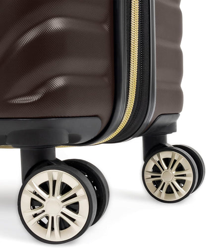 REACTION Madison Square Lightweight Hardside Chevron Expandable Spinner Luggage, Black, 2-Piece (20" Carry On + Tote)