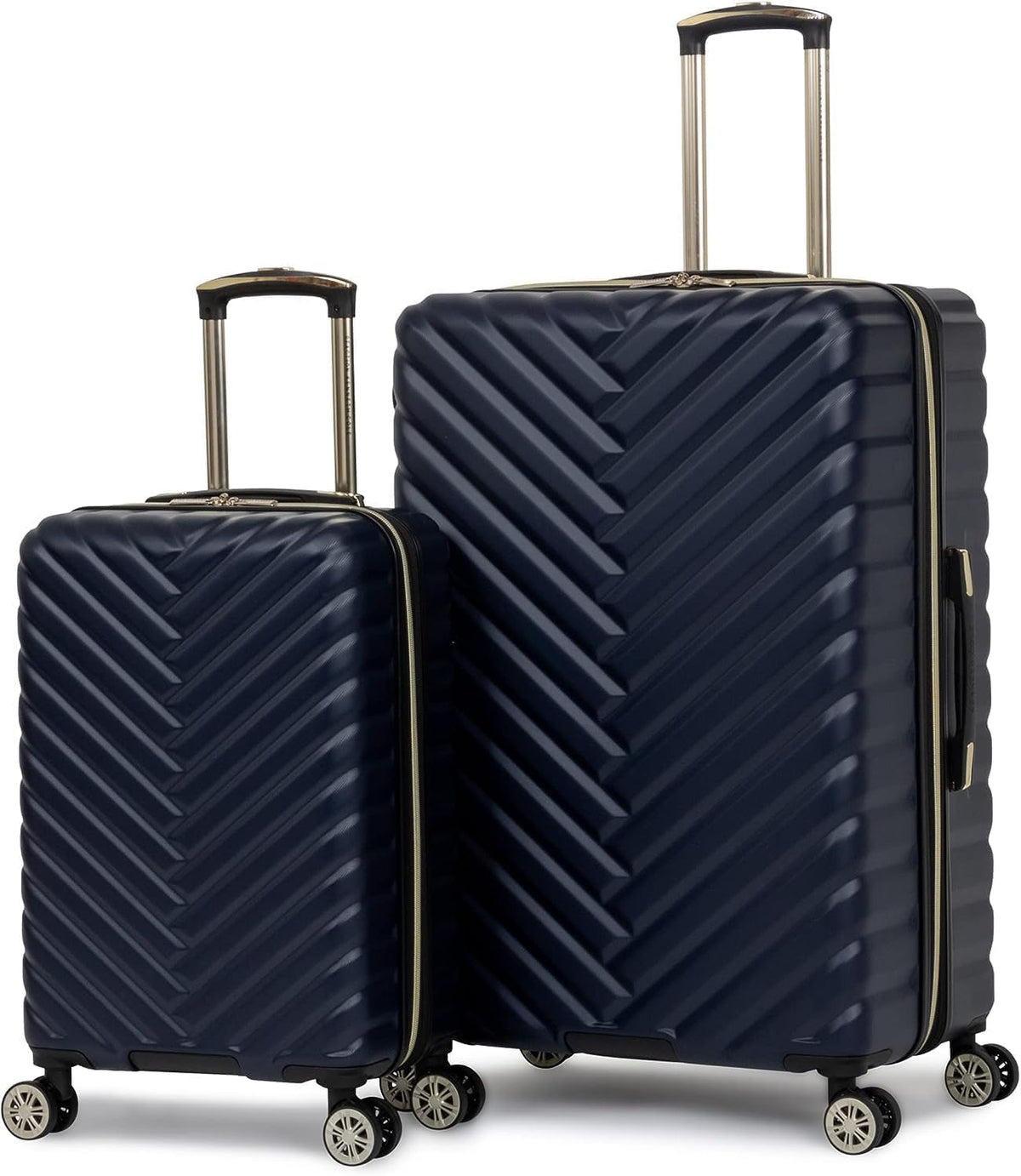 REACTION Madison Square Lightweight Hardside Chevron Expandable Spinner Luggage, Black, 2-Piece (20" Carry On + Tote)
