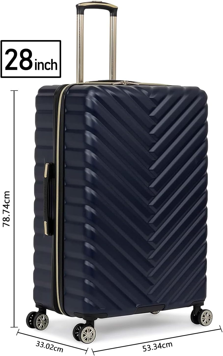 REACTION Madison Square Lightweight Hardside Chevron Expandable Spinner Luggage, Black, 2-Piece (20" Carry On + Tote)