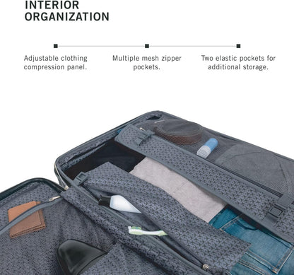 REACTION Madison Square Lightweight Hardside Chevron Expandable Spinner Luggage, Black, 2-Piece (20" Carry On + Tote)