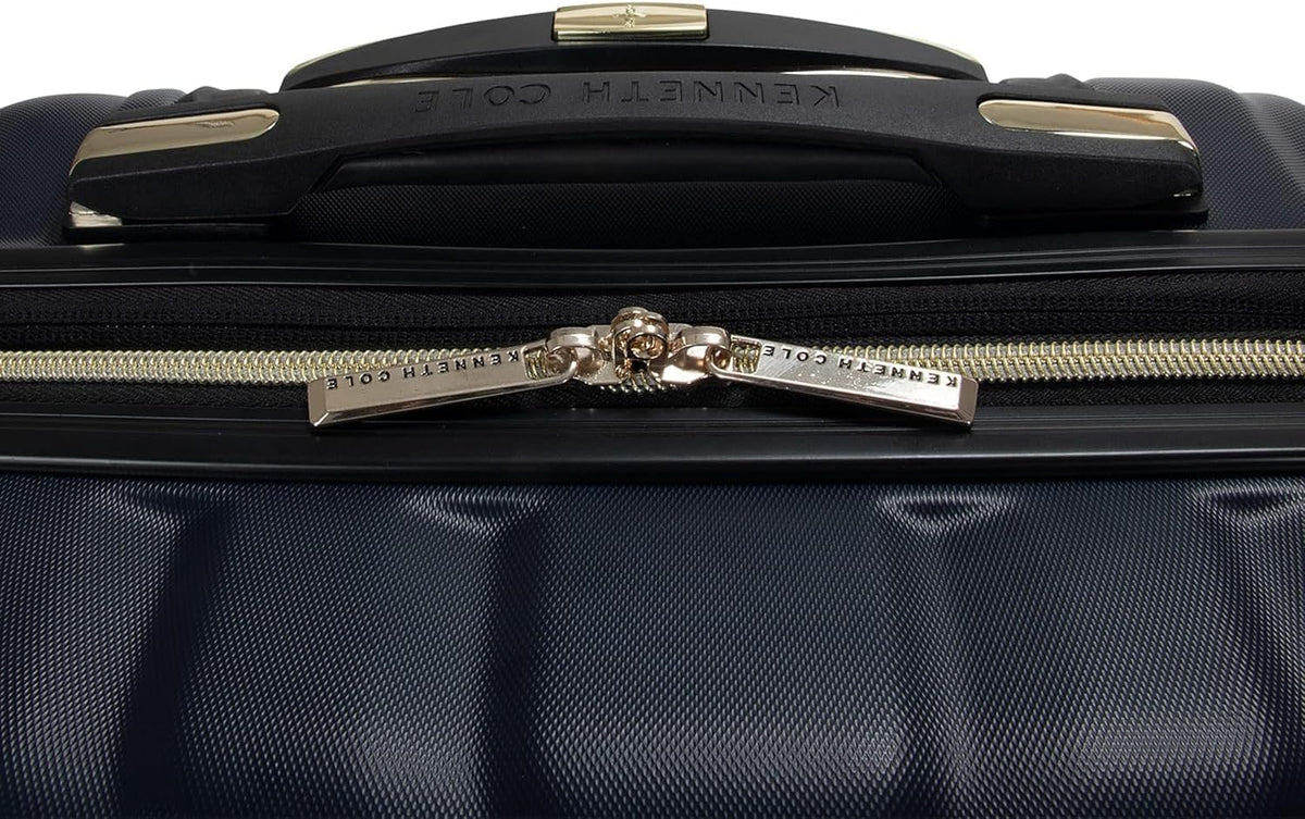 REACTION Madison Square Lightweight Hardside Chevron Expandable Spinner Luggage, Black, 2-Piece (20" Carry On + Tote)