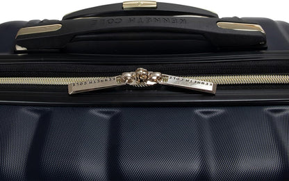 REACTION Madison Square Lightweight Hardside Chevron Expandable Spinner Luggage, Black, 2-Piece (20" Carry On + Tote)