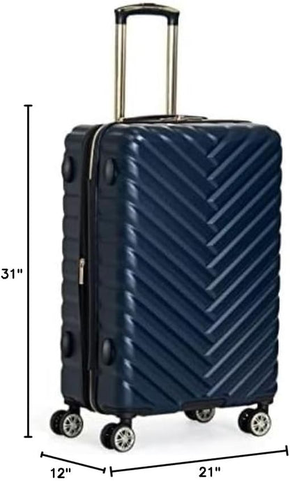 REACTION Madison Square Lightweight Hardside Chevron Expandable Spinner Luggage, Black, 2-Piece (20" Carry On + Tote)