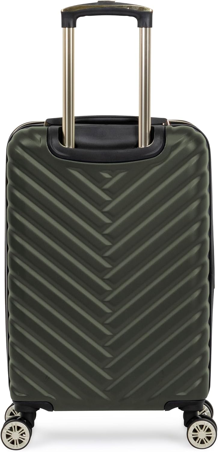 REACTION Madison Square Lightweight Hardside Chevron Expandable Spinner Luggage, Black, 2-Piece (20" Carry On + Tote)