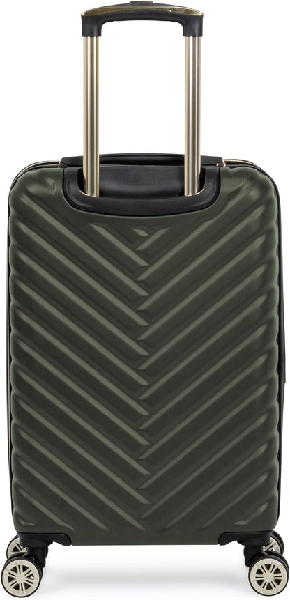 REACTION Madison Square Lightweight Hardside Chevron Expandable Spinner Luggage, Black, 2-Piece (20" Carry On + Tote)