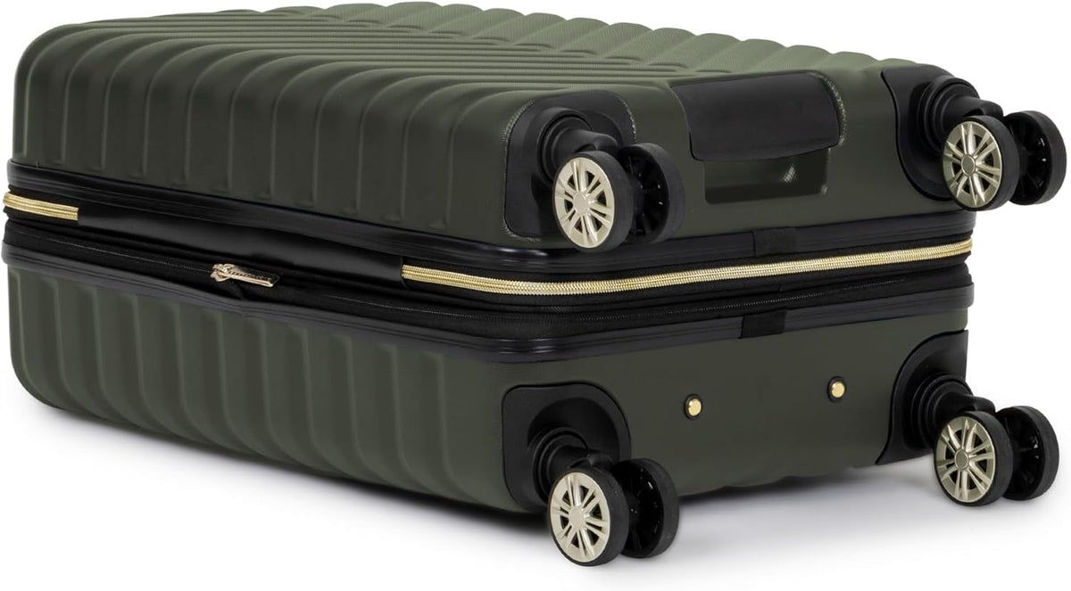 REACTION Madison Square Lightweight Hardside Chevron Expandable Spinner Luggage, Black, 2-Piece (20" Carry On + Tote)