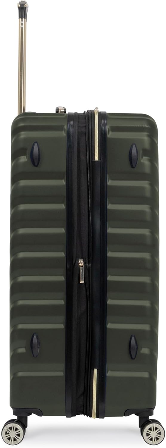 REACTION Madison Square Lightweight Hardside Chevron Expandable Spinner Luggage, Black, 2-Piece (20" Carry On + Tote)