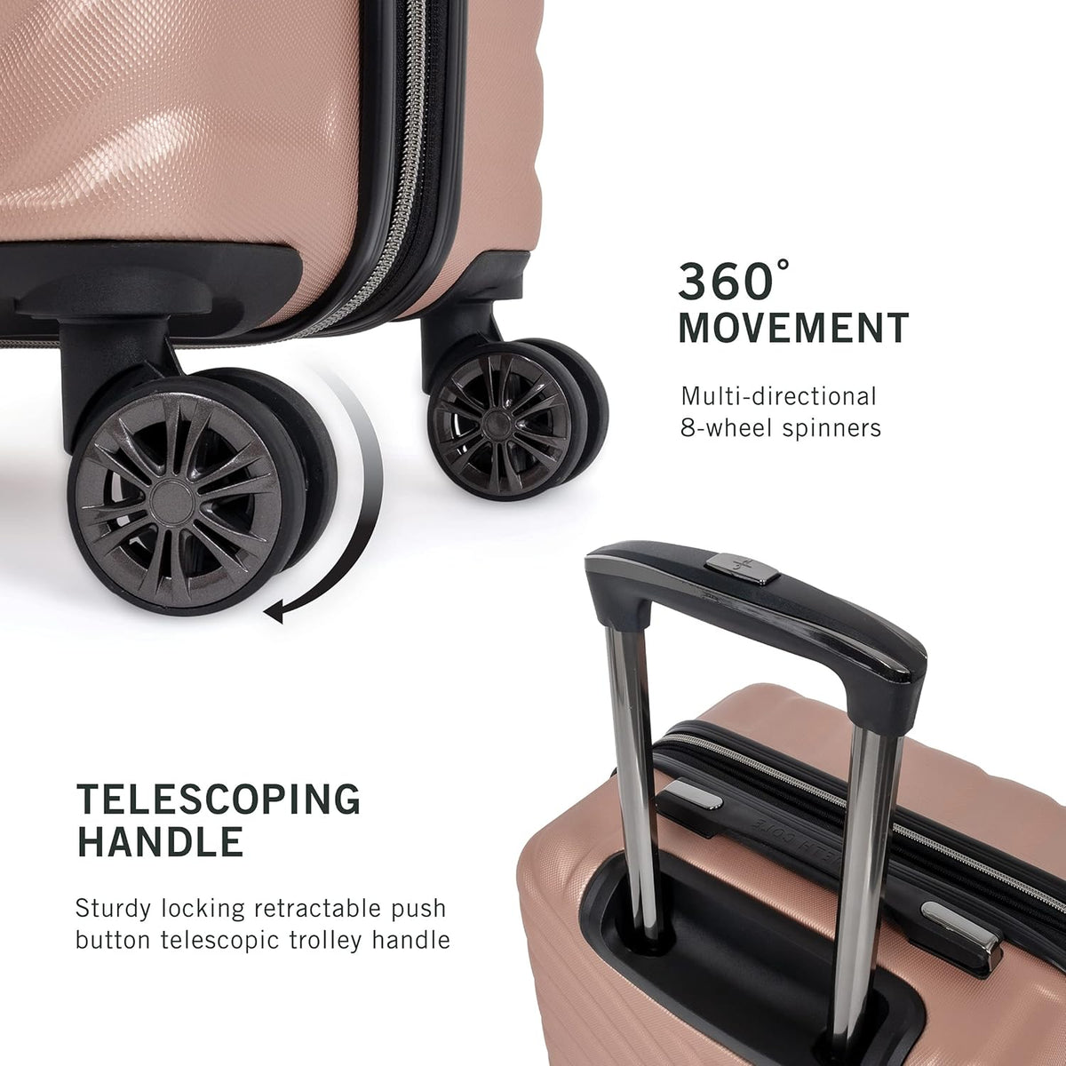 REACTION Madison Square Lightweight Hardside Chevron Expandable Spinner Luggage, Black, 2-Piece (20" Carry On + Tote)
