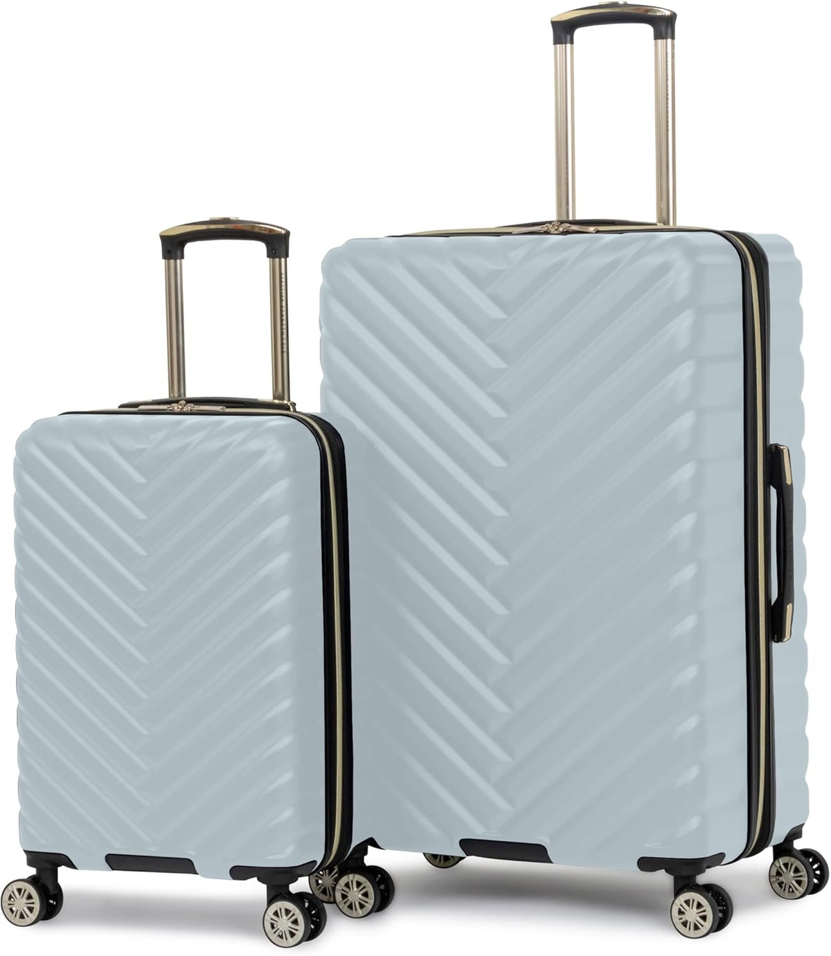 REACTION Madison Square Lightweight Hardside Chevron Expandable Spinner Luggage, Black, 2-Piece (20" Carry On + Tote)