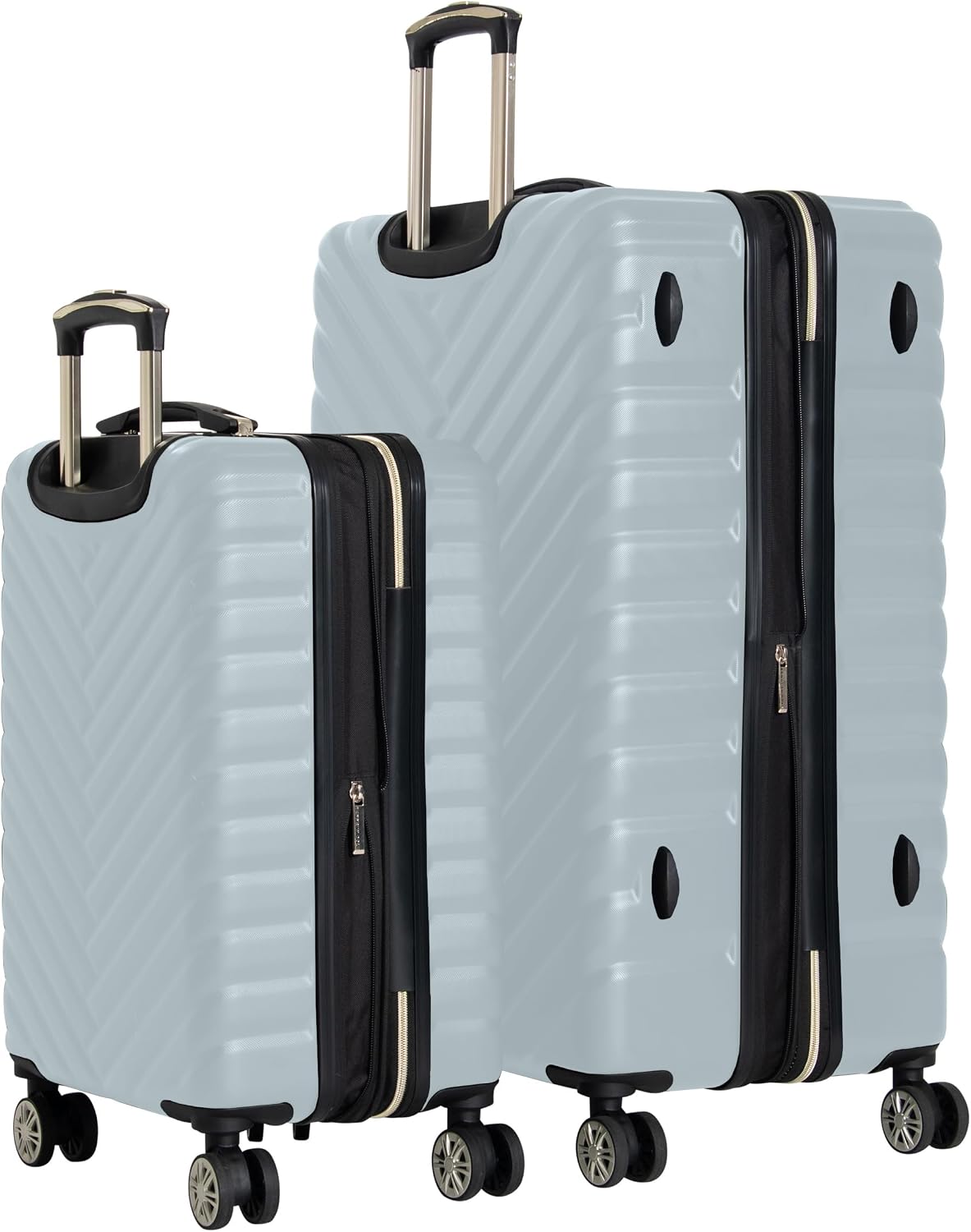 REACTION Madison Square Lightweight Hardside Chevron Expandable Spinner Luggage, Black, 2-Piece (20" Carry On + Tote)