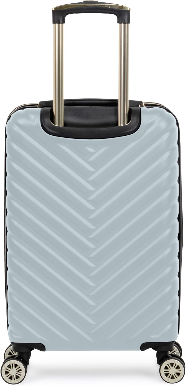 REACTION Madison Square Lightweight Hardside Chevron Expandable Spinner Luggage, Black, 2-Piece (20" Carry On + Tote)
