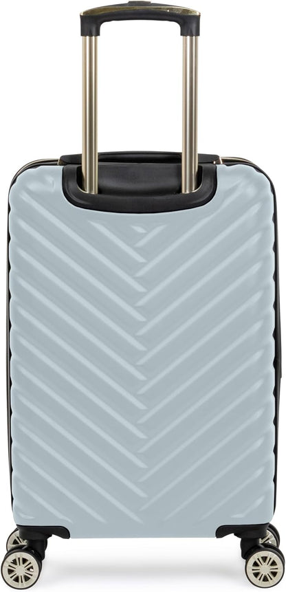 REACTION Madison Square Lightweight Hardside Chevron Expandable Spinner Luggage, Black, 2-Piece (20" Carry On + Tote)