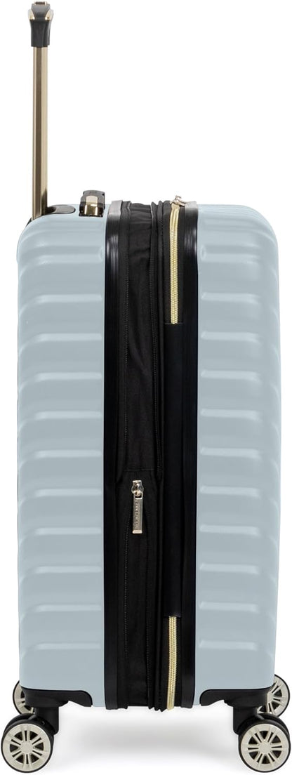 REACTION Madison Square Lightweight Hardside Chevron Expandable Spinner Luggage, Black, 2-Piece (20" Carry On + Tote)