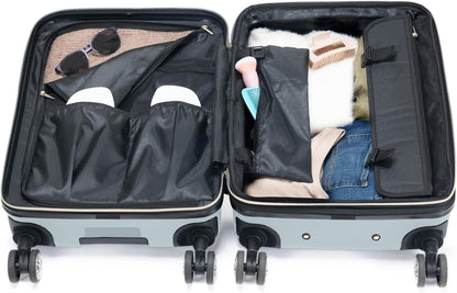 REACTION Madison Square Lightweight Hardside Chevron Expandable Spinner Luggage, Black, 2-Piece (20" Carry On + Tote)