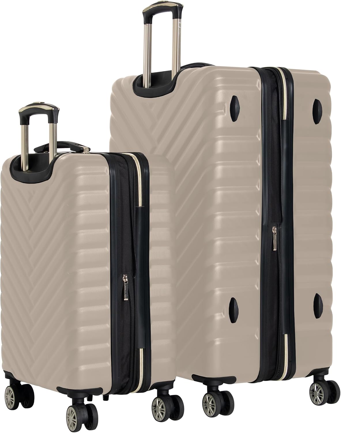 REACTION Madison Square Lightweight Hardside Chevron Expandable Spinner Luggage, Black, 2-Piece (20" Carry On + Tote)