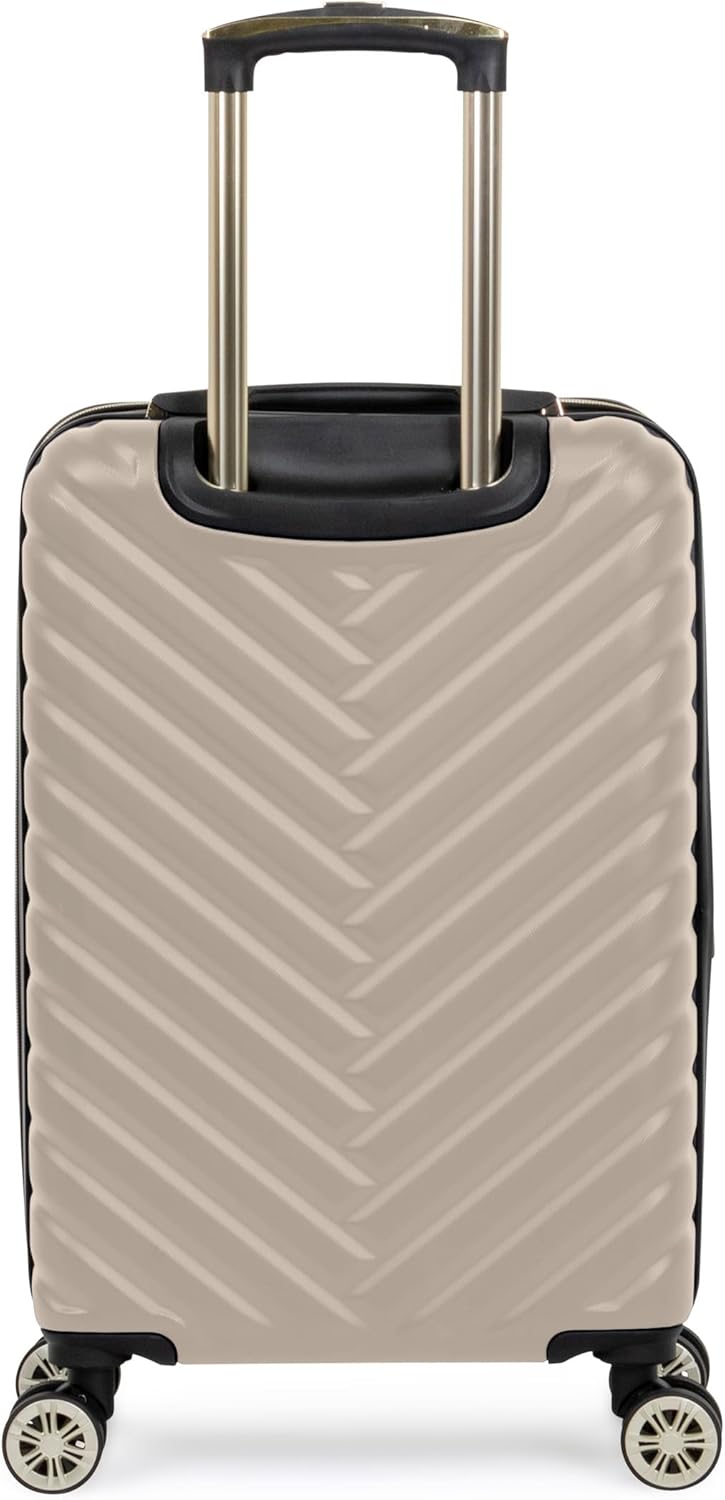 REACTION Madison Square Lightweight Hardside Chevron Expandable Spinner Luggage, Black, 2-Piece (20" Carry On + Tote)