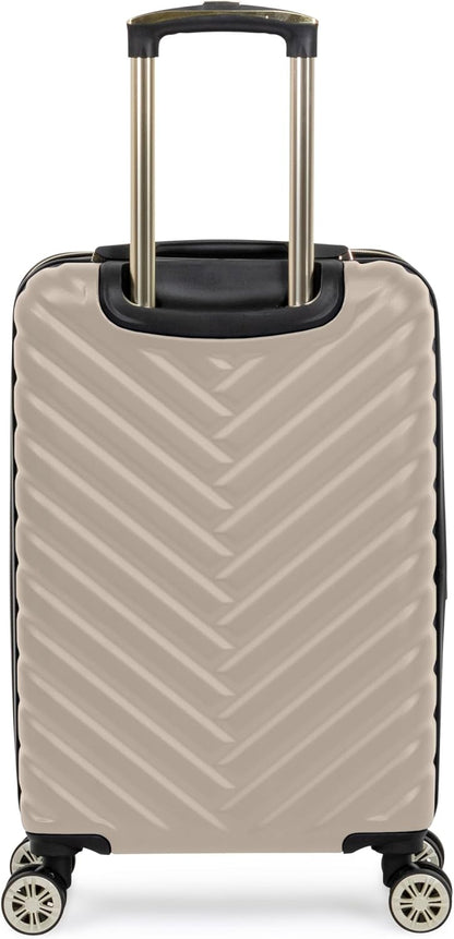 REACTION Madison Square Lightweight Hardside Chevron Expandable Spinner Luggage, Black, 2-Piece (20" Carry On + Tote)