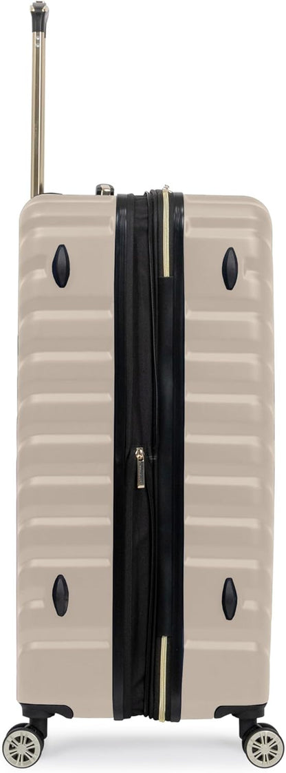 REACTION Madison Square Lightweight Hardside Chevron Expandable Spinner Luggage, Black, 2-Piece (20" Carry On + Tote)