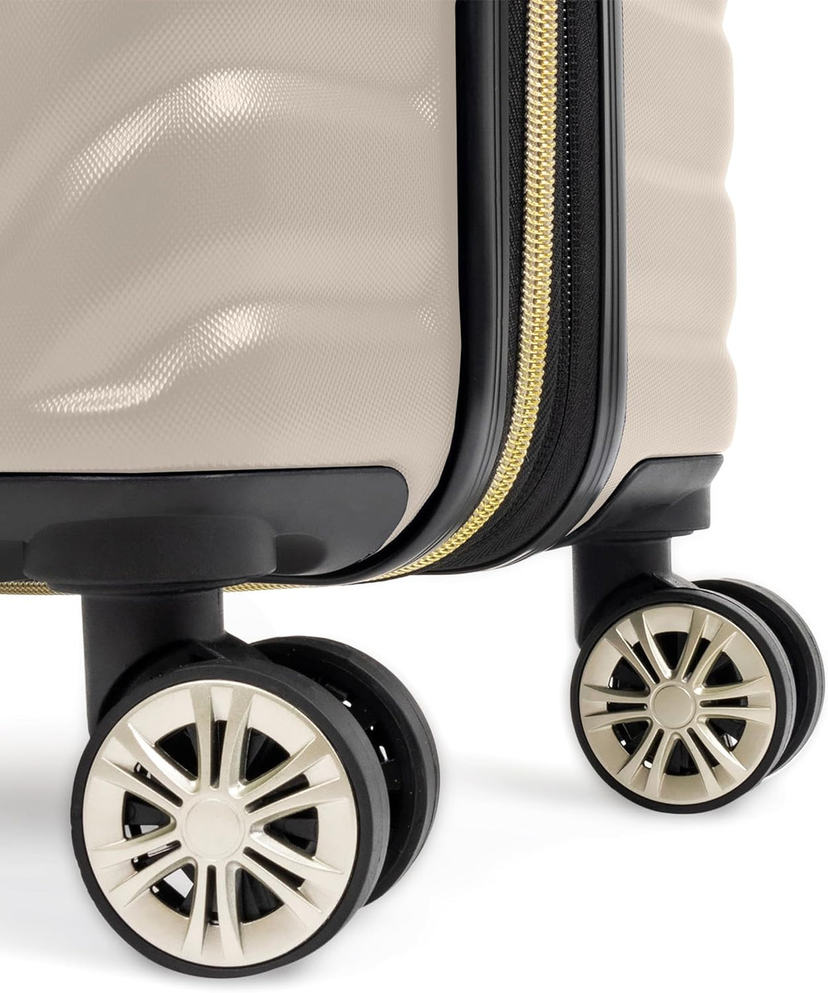 REACTION Madison Square Lightweight Hardside Chevron Expandable Spinner Luggage, Black, 2-Piece (20" Carry On + Tote)