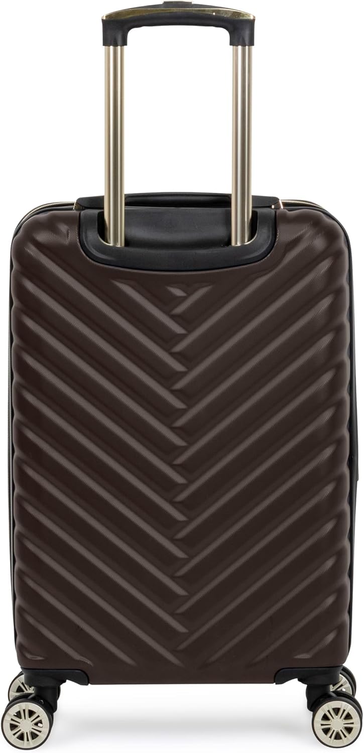 REACTION Madison Square Lightweight Hardside Chevron Expandable Spinner Luggage, Black, 2-Piece (20" Carry On + Tote)