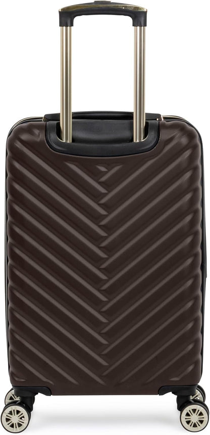 REACTION Madison Square Lightweight Hardside Chevron Expandable Spinner Luggage, Black, 2-Piece (20" Carry On + Tote)