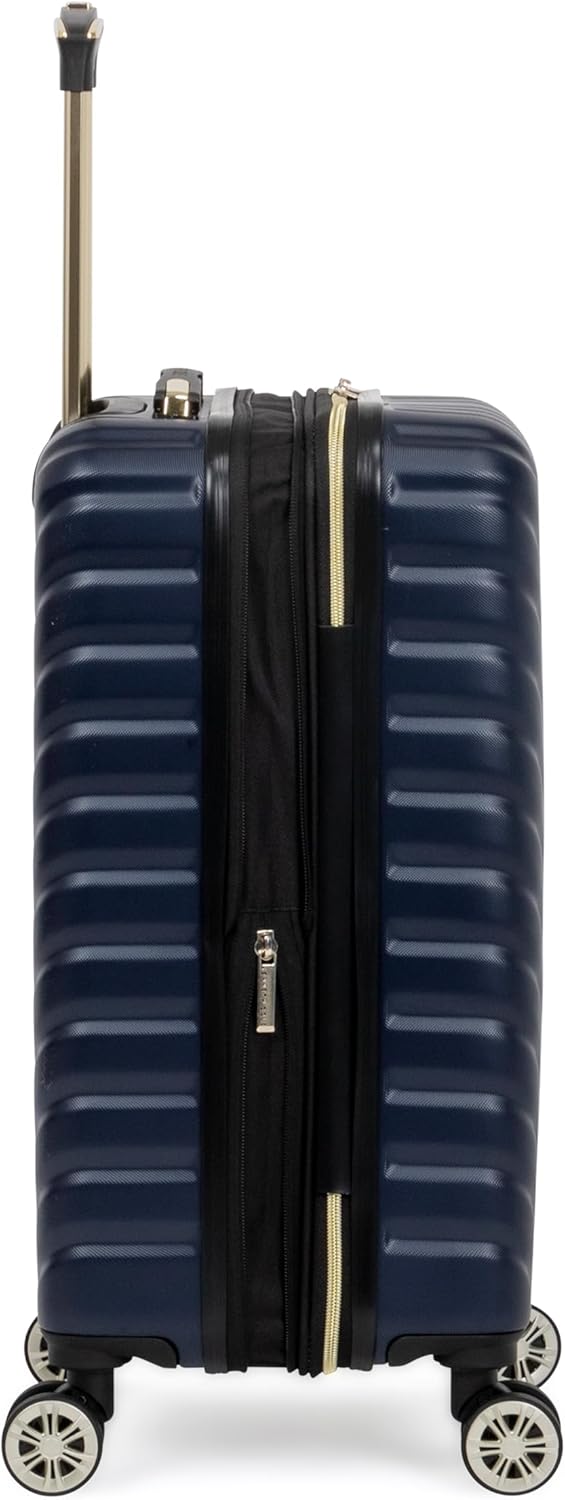 REACTION Madison Square Lightweight Hardside Chevron Expandable Spinner Luggage, Black, 2-Piece (20" Carry On + Tote)