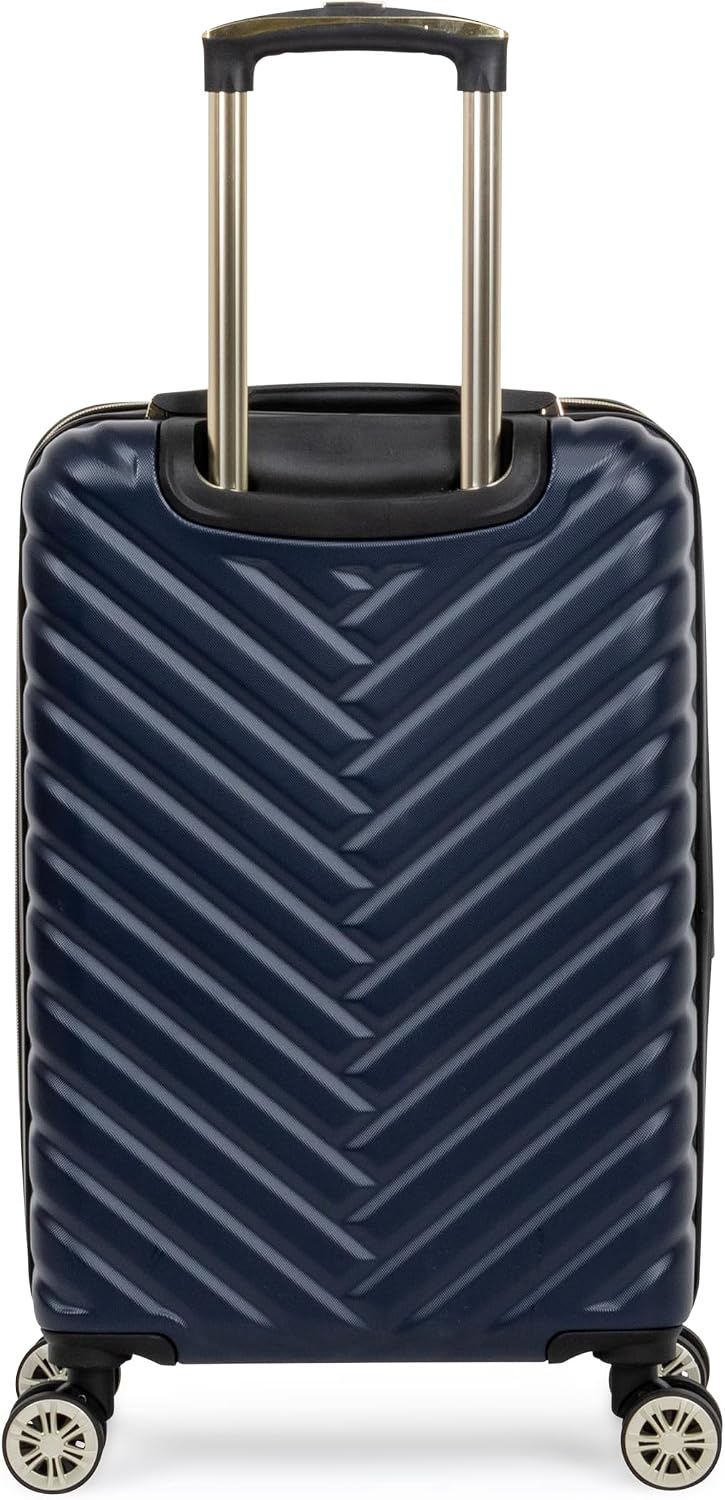 REACTION Madison Square Lightweight Hardside Chevron Expandable Spinner Luggage, Black, 2-Piece (20" Carry On + Tote)