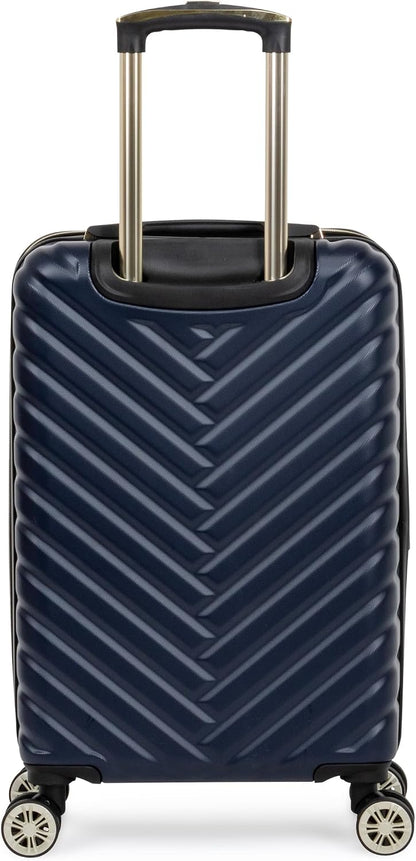 REACTION Madison Square Lightweight Hardside Chevron Expandable Spinner Luggage, Black, 2-Piece (20" Carry On + Tote)